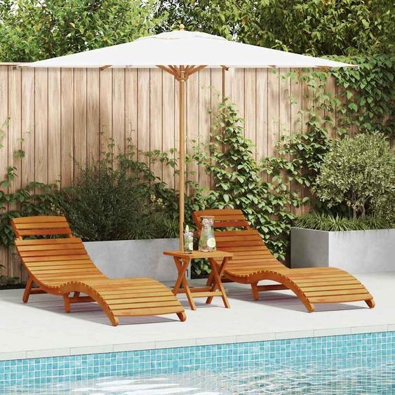 Transat 2 pcs Marron 55 x 184 x 64cm Bois dAcacia Massif