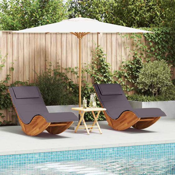Transat avec coussin 2 pcs Marron Bois dAcacia Massif