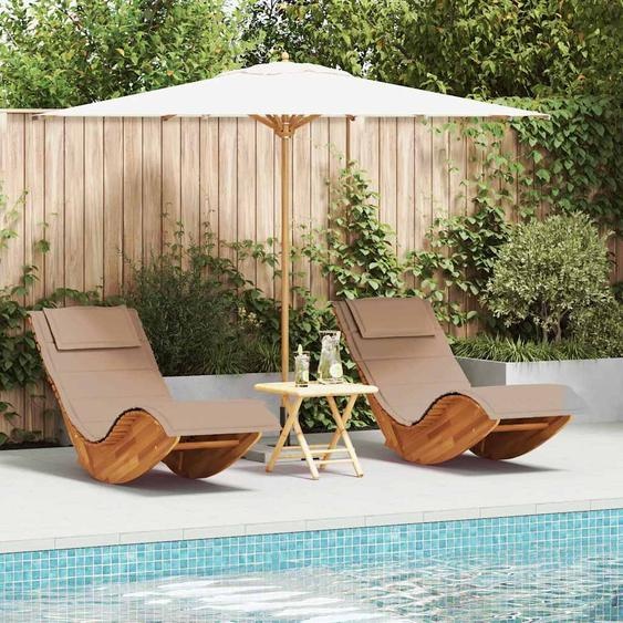 Transat avec coussin 2 pcs Marron Bois dAcacia Massif