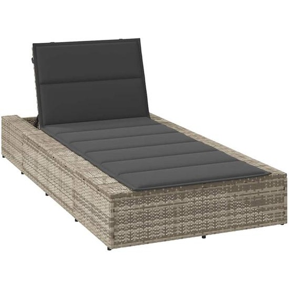 Transat avec coussin flottant gris clair résine tressée