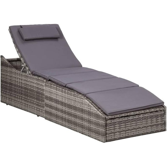 Transat avec coussin Résine tressée Gris