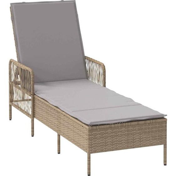 Transat Beige et Gris clair 200 x 55 x 92 cm polyrotin