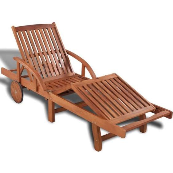 Transat chaise longue bain de soleil lit de jardin terrasse meuble d exterieur 200 x 68 x 30 83 cm bois d acacia solide