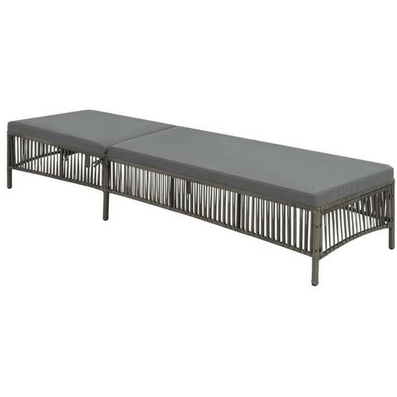 Transat chaise longue bain de soleil lit de jardin terrasse meuble d exterieur avec coussin resine tressee gris