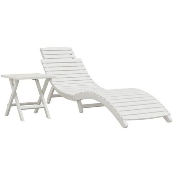 Transat - Non spécifié - Chaise longue en bois dacacia - Pliable - Avec table - Extérieur