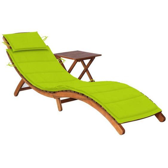 Transat chaise longue bain de soleil lit de jardin terrasse meuble d exterieur avec table et coussin bois d acacia