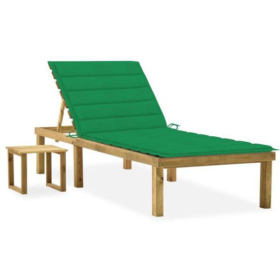 Transat chaise longue bain de soleil lit de jardin terrasse meuble d exterieur avec table et coussin pin impregne
