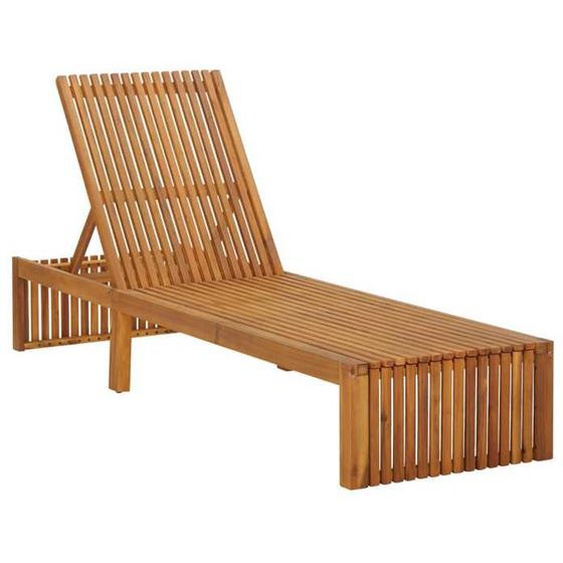 Transat chaise longue bain de soleil lit de jardin terrasse meuble d exterieur bois d acacia solide