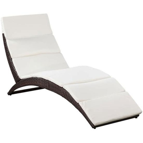 Transat - MARQUE - Chaise Longue - Résine Tressée - Pliable - Coussin Inclus