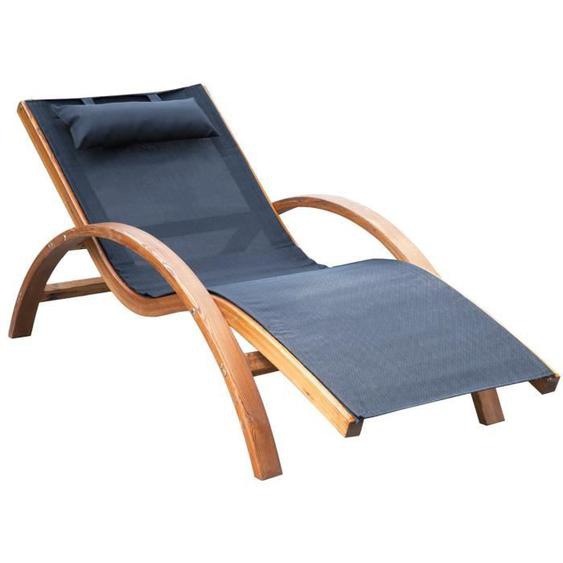 Outsunny - Bain de soleil - Textilène - 161x72x86cm - Noir