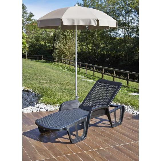 Transat de jardin pliant DMORA - Made in Italy - Couleur anthracite - Résistant à leau et au soleil