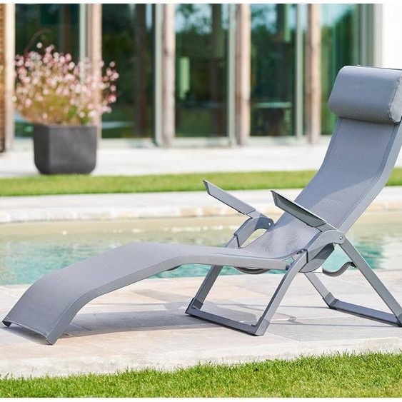 Transat DECIMA Ardoise   Gris quartz 2 positions - Aluminium traité époxy, Texaline Hespéride