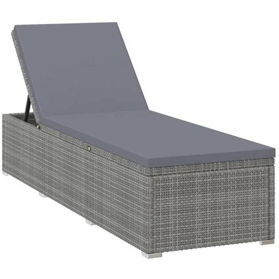 Transat - Non spécifié - Résine tressée - Gris - Réglable - Avec coussin amovible