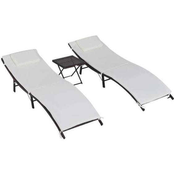 Outsunny - Transat - Résine - 196x61x53cm - Marron