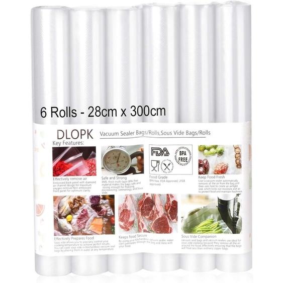 Treetalk - Sacs sous Vide Pack de 6 Packs 28cm x 300cm Compatible avec nimportea quelle scelleuse sous vide pour la maison
