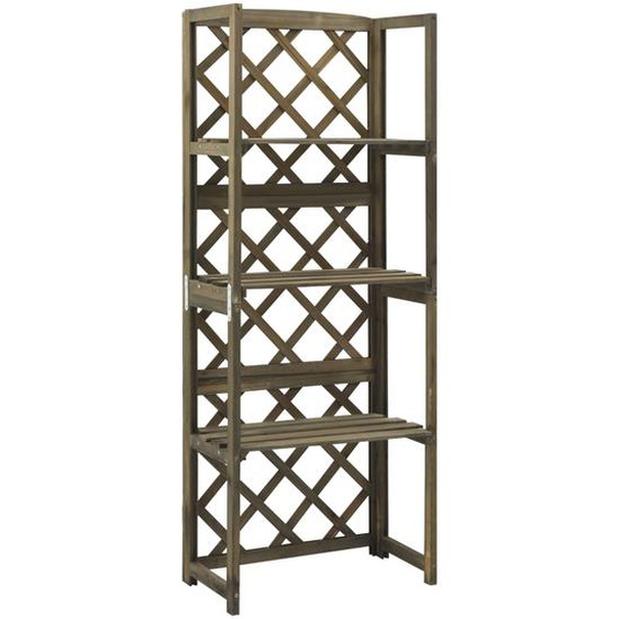 Treillis avec étagères Gris 55x30x140 cm Bois de sapin massif