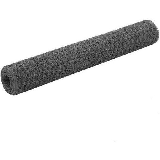 Treillis métallique en PVC à rayures grises - 25 x 1 mètre - Treillis hexagonal à mailles fines - Mailles de 13 mm - Résistant à la rouille - Pelouse moderne