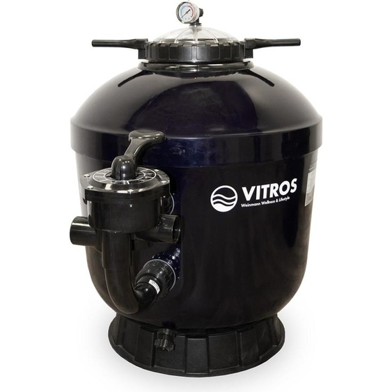 Trend Pool - Cuve de filtration en PRV VITROS Side | Ø 500 mm | Hauteur 850 mm | RAL 5004 noir-bleu | robinet inclus (Ø 50 mm - 1 1/2)