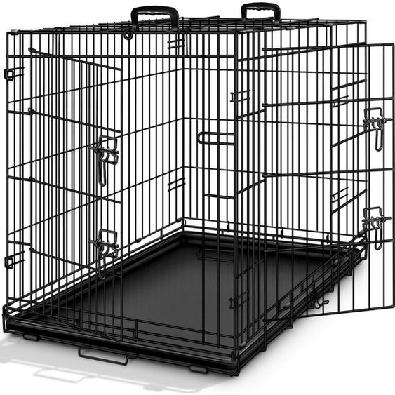 TRESKO® Cage pour chien 77x48x54cm métal Cage de transport voiture Caisse de transport pour chien pliable Cage métallique