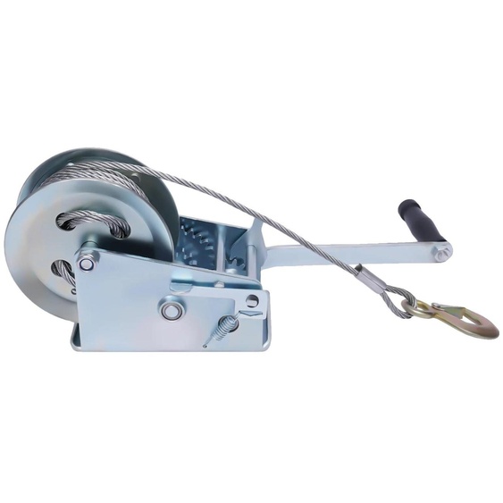 Treuil à manivelle, capacité de charge de 1 500 kg, en acier, rapports de transmission 4:1 et 8:1, longueur de câble de 15 m, compatible avec les remorques et les bateaux