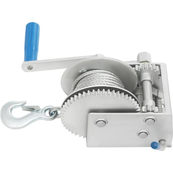 Treuil manuel, force de traction de 2500 lbs, 3 rapports de transmission, argenté