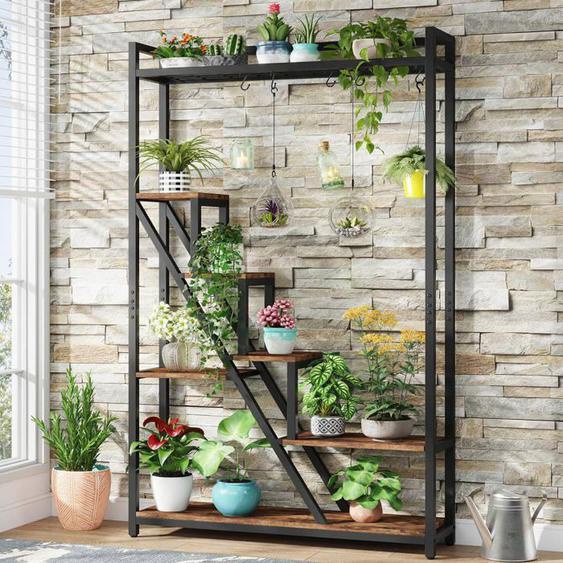 Tribesigns Support pour plantes dintérieur à 7 niveaux,Grande étagère en métal de 180 cm pour jardin, balcon, salon
