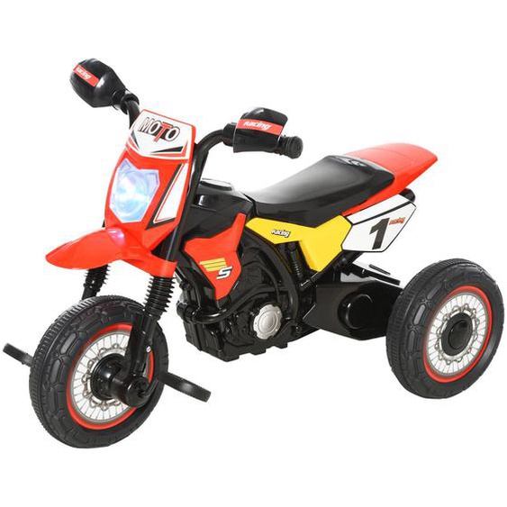 Tricycle Enfant Moto Cross Effets Musicaux Et Lumineux Coffre Rangement Rouge