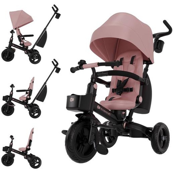 Tricycle Évolutif 6-en-1 Aveo 2 Plus Avec Siège Pivotant 360° Et Position Semi-allongée Rose