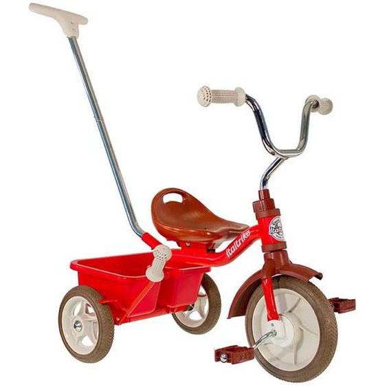 Tricycle Métal Avec Canne Et Benne Rouge