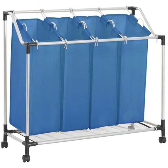 Trieuse panier a linge 96 x 40 cm avec 4 sacs bleu acier