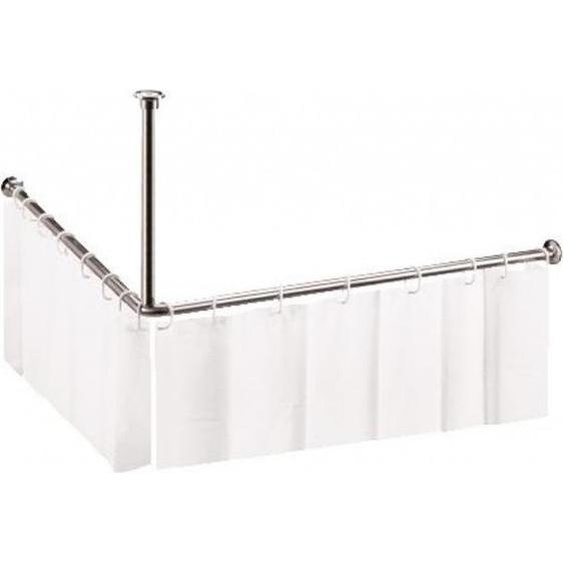 Tringle de coin pour rideau de douche en acier poli 140x140 cm