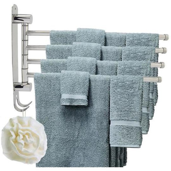 tringle serviettes Porte-serviettes pivotant 4 barres support de barre de barre salle de bains deco crochet PZCC