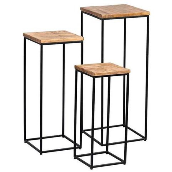 Trio de Sellettes Acier/Bois massif - CHALERSTON - L 120 x l 60 x H 45