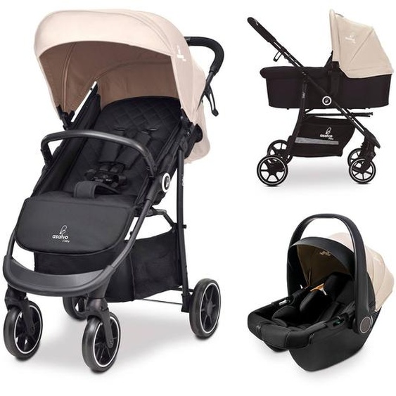 Trio Poussette, Nacelle, Et Siège Auto Oslo Beige Et Noir