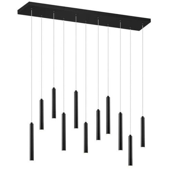 Trio Tubular Plafonnier suspendu moderne à 11 lumières, noir mat, 3000K