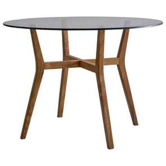 TRISTAN  Table à manger en teck massif et verre 4 pers.