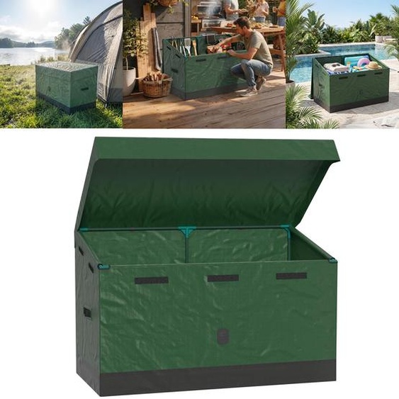 TRMLBE - Coffre de rangement dextérieur pour le jardin, résistant aux intempéries, en tissu PVC et cadre en acier, perméable à lair, montage sans outils, pour le jardin ou le balcon