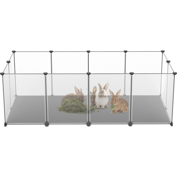 TRMLBE Enclos 12Pcs Parc 143x73x46cm Parc avec tapis pour chiots Enclos blanc pour petits animaux 35x45cm par pièce Enclos DIY extensible Lapin Cochon dInde Enclos