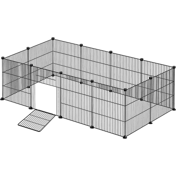 TRMLBE Enclos Parc pour chiots 142x72x36cm Noir Enclos pour petits animaux 35x35cm par pièce Enclos DIY extensible Cage pour petits animaux Lapin Cochon dInde Enclos, 12Pcs