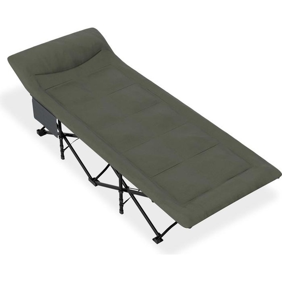 TRMLBE Lit de camp pliable 185x75 cm Lit pliant avec matelas & oreiller & poche latérale Lit de camping Tissu cationique Lit de voyage Charge max. 250kg, pour lextérieur & lintérieur
