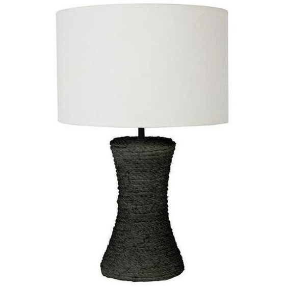 TROMPETA CORDES -Lampe à poser évasée Sisal corde noir Abat-jour: empire tissu écru 1 ampoule E27 ethnique chic P30xD30xH50cm