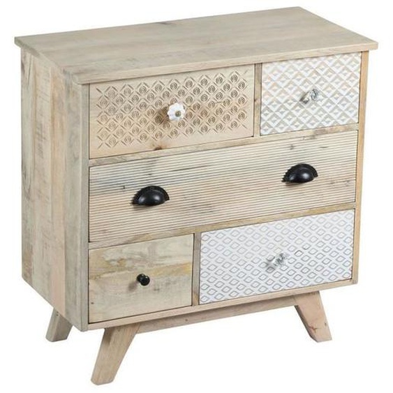 TROMSO - Commode 5 Tiroirs en Manguier Massif Clair