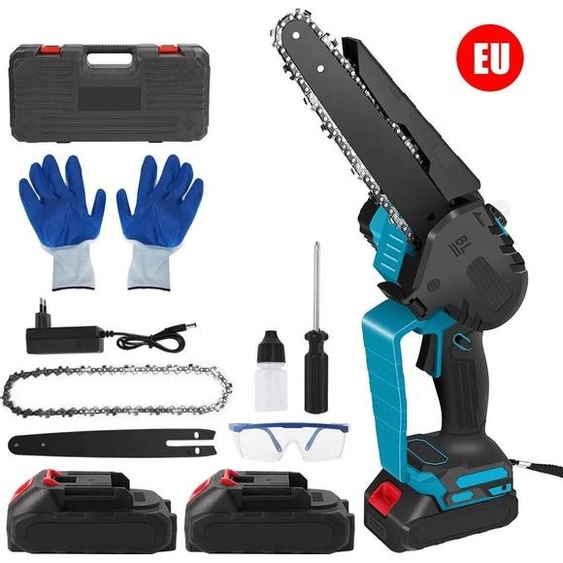 Tronçonneuse à chaîne sans fil, puissance 3500W, coupe à grande vitesse, 2 batteries, EU
