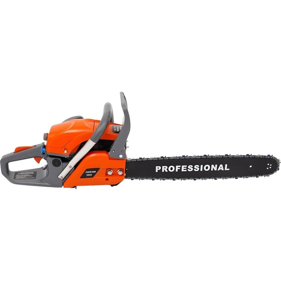 Tronçonneuse à essence - Modèle 5800 - 58 cm³ - Guide-chaîne de 50 cm - Moteur monocylindre 2 temps - 10 000 tr/min - Démarrage par cordon - Orange