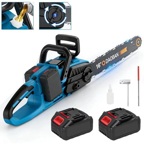 Tronçonneuse - Batterie - Moteur sans balais - Guide-chaîne de 40 cm - Lubrification automatique de la chaîne - Pack standard - Rouge