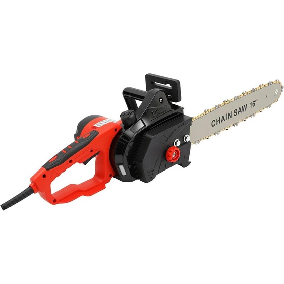Tronçonneuse électrique - Avec fil, 2000 W, guide-chaîne de 40 cm - Lubrification automatique de la chaîne - Vitesse de chaîne élevée - Pour le bois de chauffage et lélagage - Rouge