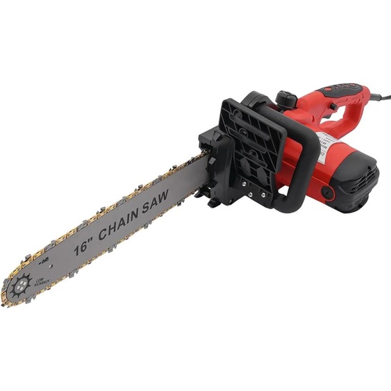 Tronçonneuse électrique - Modèle 7018, filaire - Longueur de guide 40 cm - 2000 W - 220 V - Frein mécanique - Affûtage automatique - Lubrification automatique de la chaîne - Rouge