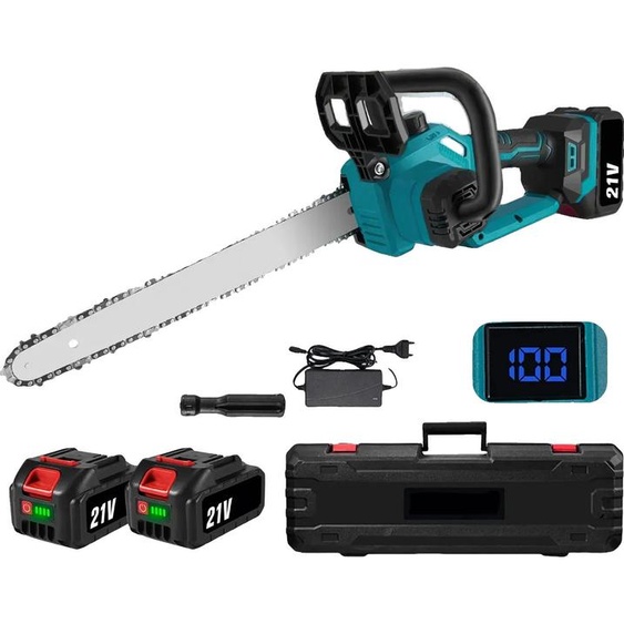 Tronçonneuse électrique, moteur sans balais, capacité de coupe de 30 cm, 2 batteries