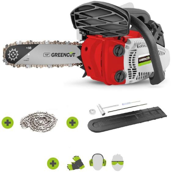 Greencut - Tronconneuse moteur à essence 2 temps 24cc 1,4cv, épée de 10 pouces, nombre de dents 40, guidon ergonomique, harnais dépaule GS245X-10