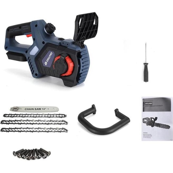 Tronçonneuse sans fil Tronçonneuse - sans fil - moteur sans balais - barre de 30 cm - 3300 tr/min - sans batterie - rouge